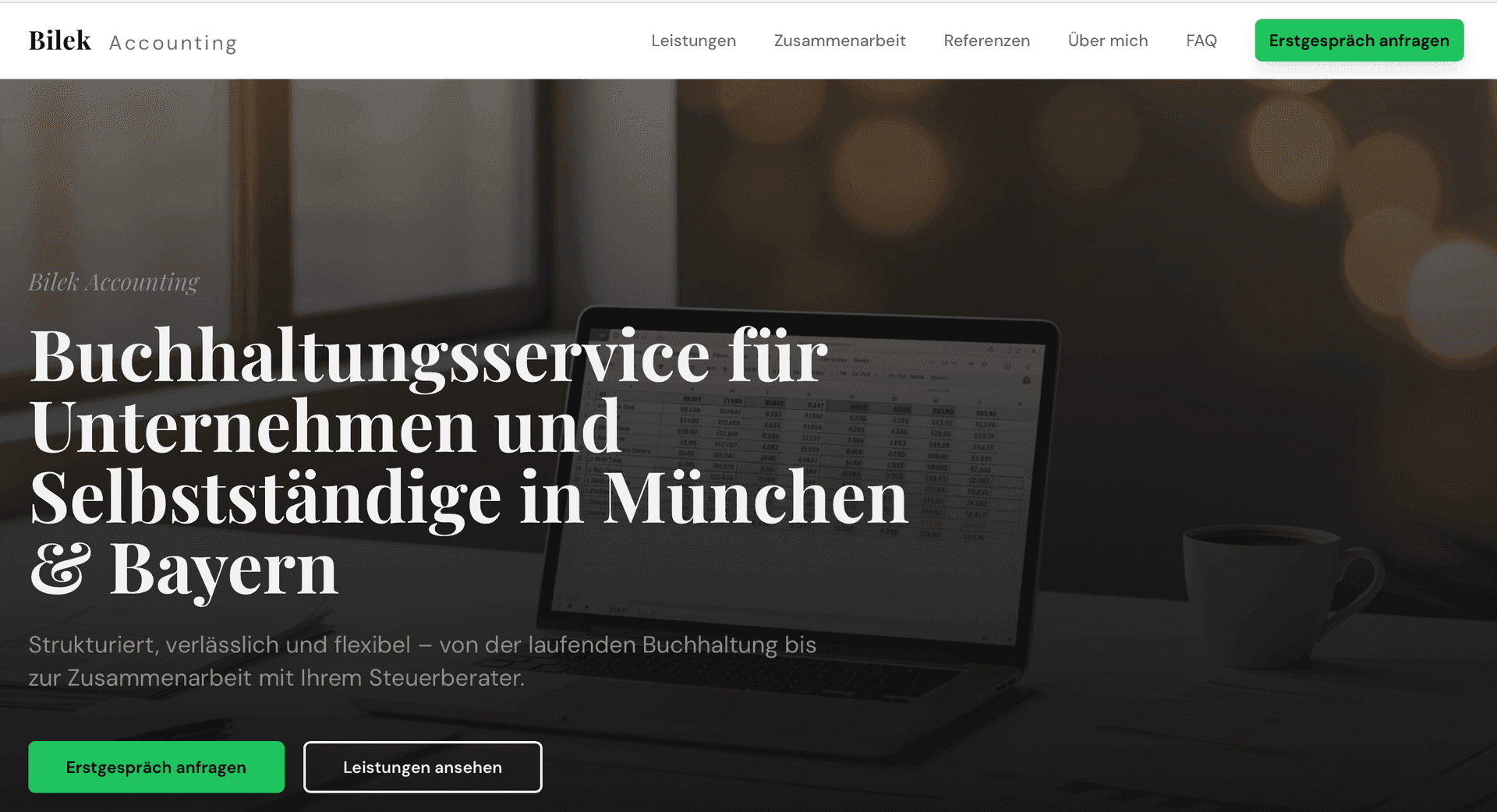 Landingpage für Bialek Accounting von Arvello München