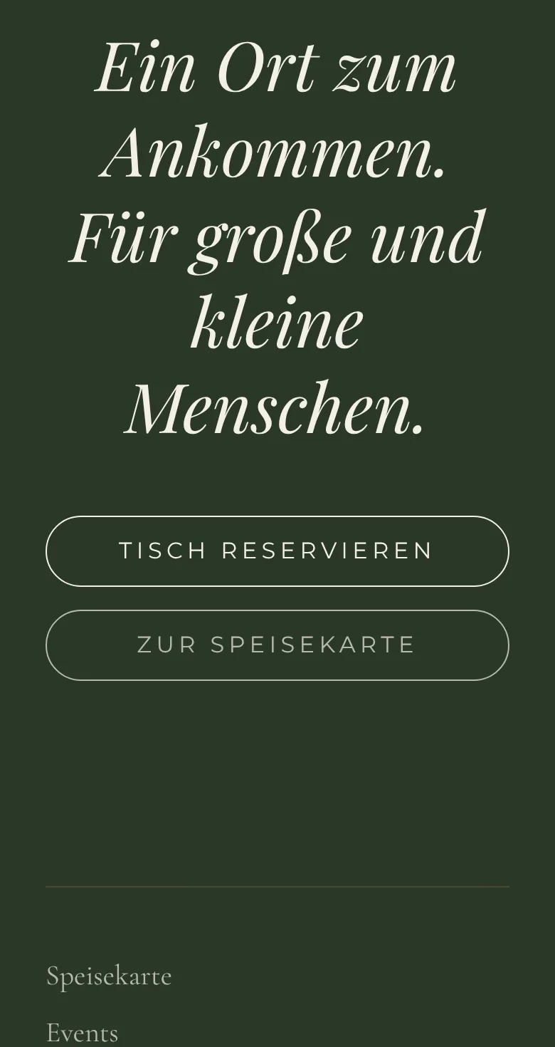 Startseite der Website von Kahu Café Neubiberg mit Reservierungsbutton, erstellt von Arvello